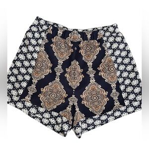 Navy and White Patterned Women's Shorts